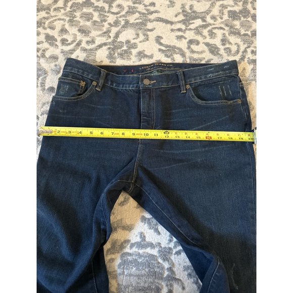 Ralph Lauren jeans dark wash slightly distressed size women's 14 - Picture 8 of 9